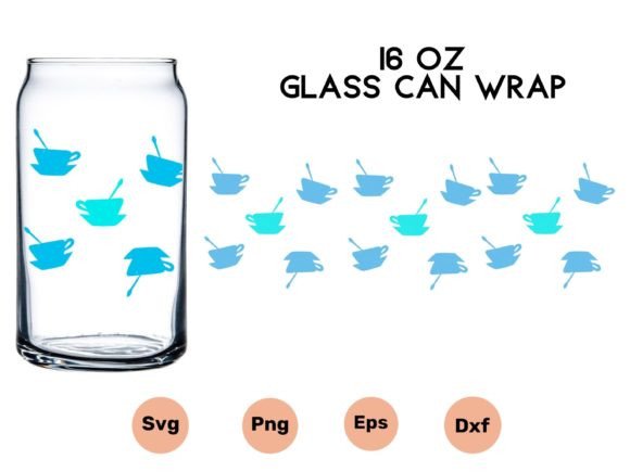 16 Oz Glass Can Wrap Watercolour Cup SVG: Graphics for Crafts