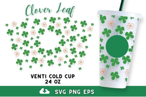 Clover Leaf 24oz Venti Cold Cup SVG: Graphics for Crafts & Content