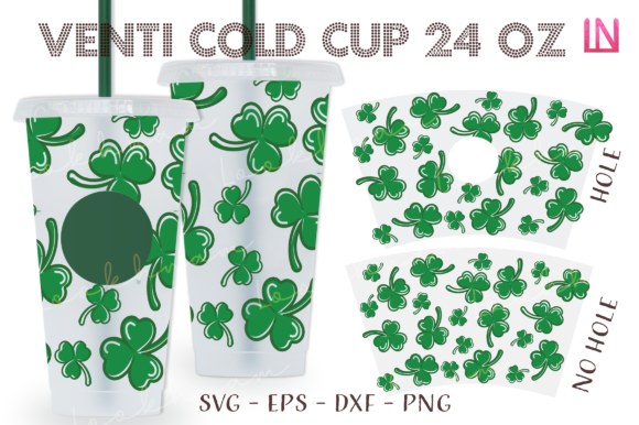 Clover Leaves Seamless 24Oz Cold Cup SVG: Graphics for Crafts & Branding
