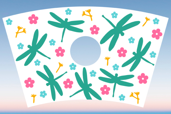 Dragonfly Flower Starbucks 24oz Cup SVG: Graphics & Print Templates