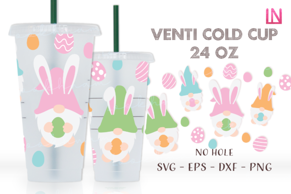 Easter Gnomes No Hole Venti Cold Cup SVG: Graphics for Crafts