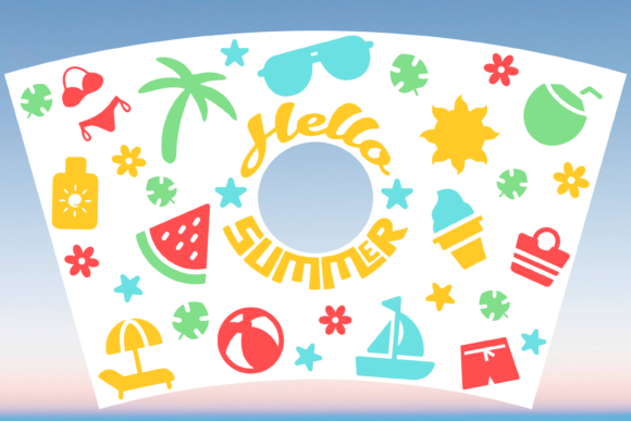 Hello Summer Beach Starbucks Cup Svg: Graphics & Print Templates