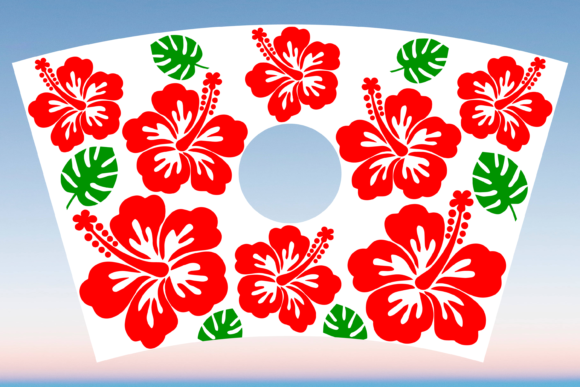 Hibiscus Monstera Summer 24oz Cup SVG: Graphics & Print Templates