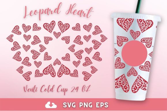 Leopard Hearts 24oz Venti Cold Cup SVG