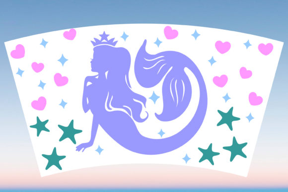 Mermaid Princess Starbucks Hot Cup SVG: Graphics for Print Templates