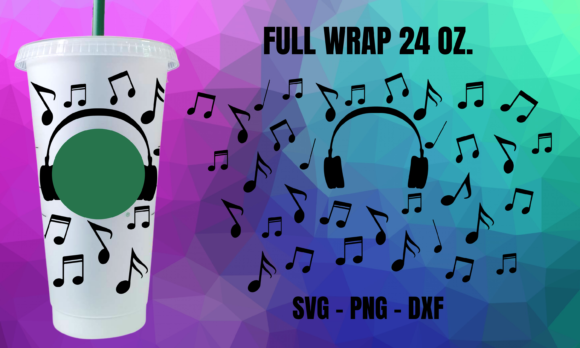 Music Note Headphone Starbucks Cup SVG Graphics