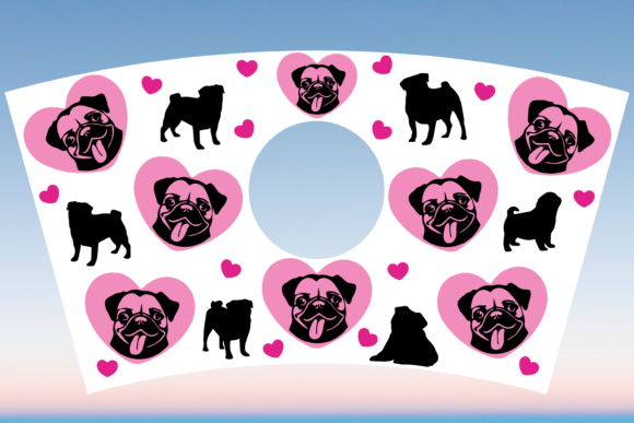Pug Love 16oz Starbucks Hot Cup SVG