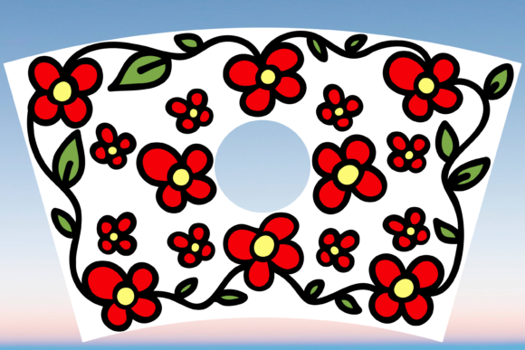 Spring Flower Doodle Starbucks Cup SVG: Graphics for Print Templates