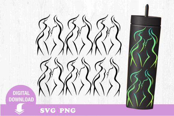 Tumbler SVG: Abstract Female Graphics for Print Templates