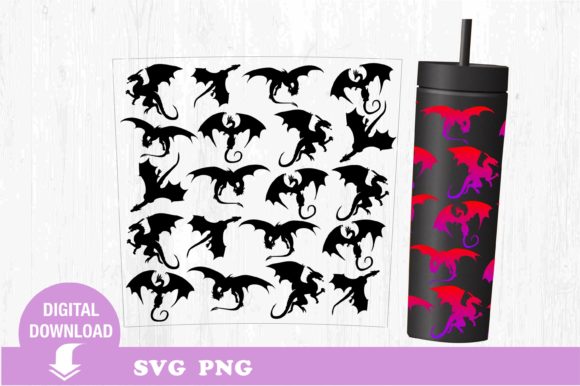 Tumbler SVG: Dragon Fantasy Graphics & Print Templates